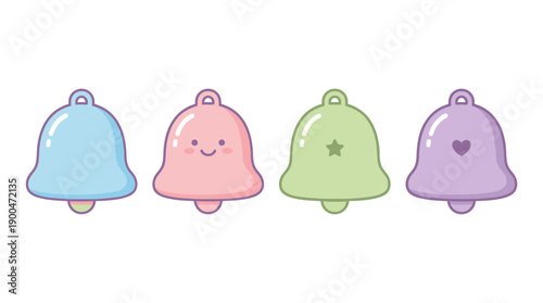 bell notification cute cartoon vector set , isolate on a white background. SVG and PNG