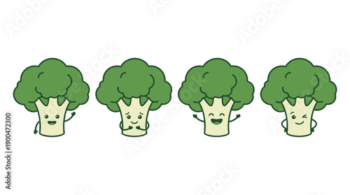 broccoli cute cartoon vector set , isolate on a white background. SVG and PNG