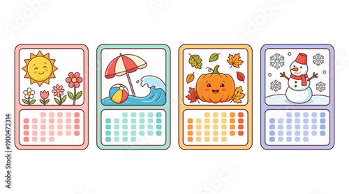 calendar cute cartoon vector set , isolate on a white background. SVG and PNG