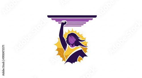 Woman empowering herself holding up a weight with one hand symbolizing strength and freedom