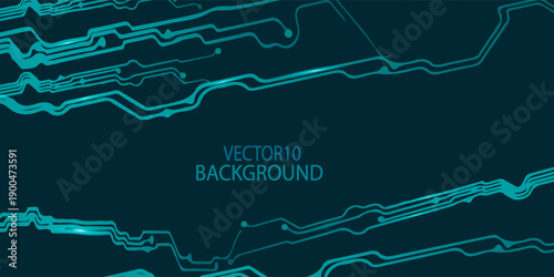 Abstract technology background, dark blue circuit board on black background. Hi-tech or digital future technology concept. Digital tech with plexus and space for your text.