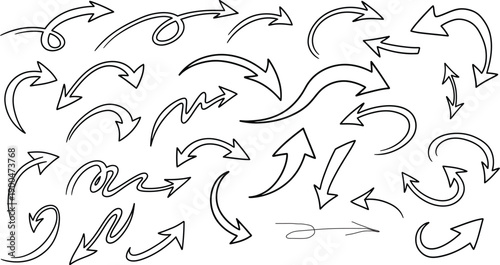 Collection of hand drawn arrows pointing in various directions