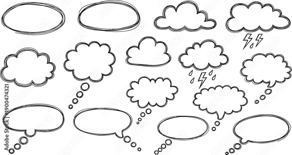 Fototapeta premium Collection of Cartoon Speech Bubbles and Clouds.