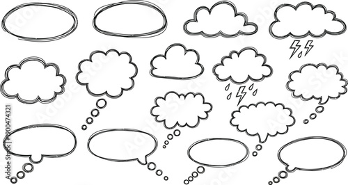 Collection of Cartoon Speech Bubbles and Clouds.