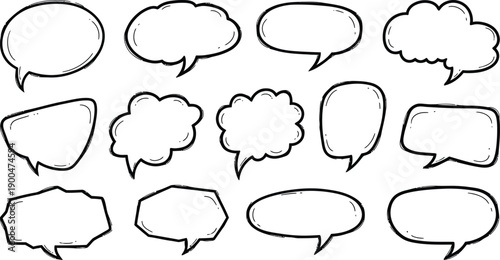 Collection of various blank speech bubbles in different shapes and sizes.