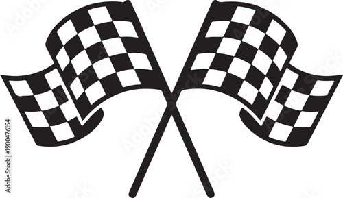 Crossed Checkered Flag Silhouette Vector Racing Finish Line Motorsport Icon