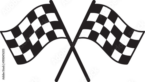 Crossed Checkered Flag Silhouette Vector Racing Finish Line Motorsport Icon