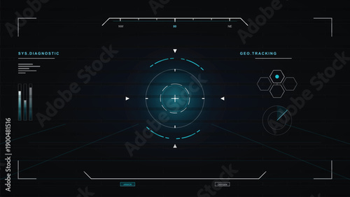 Futuristic HUD Interface with Geo Tracking and System Diagnostics