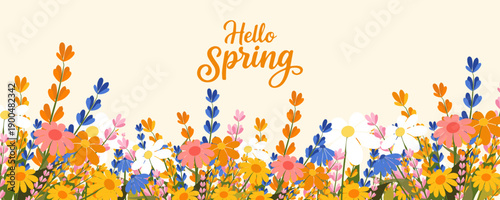 Spring and summer templates with beautiful blossom flowers and nature.set of cards with cute meadow flowers. Floral botanical for holiday  poster, invitation, social media post, Mother's Day, Easter.