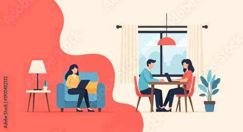 People working on laptops in a comfortable indoor setting