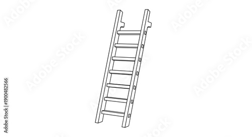 Mini ladder illustration isolated on a white background, showcasing a simple, clean design with black outlines and a minimalist composition