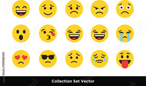 Mixed Emotional Emoji Emoticon Face Vector Set