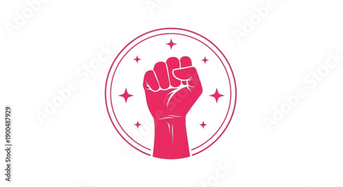 Empowerment symbol with raised fist and stars in circle