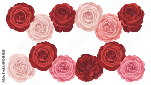 Botanical Valentine flower pattern with realistic roses and leaves, exuding natural romance and elegance.