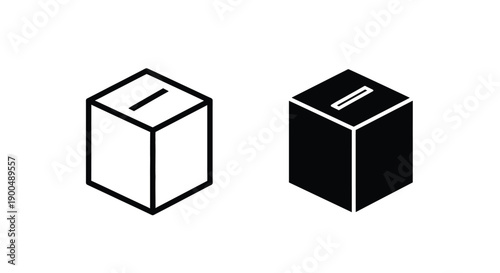 Two cubic donation boxes with slots a simple graphic silhouette