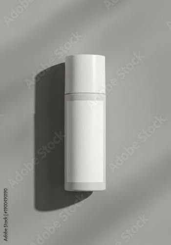 Branding-ready product photo, unbranded cosmetic bottle, blank label, neutral background with copy space, soft lighting, clean composition, no text