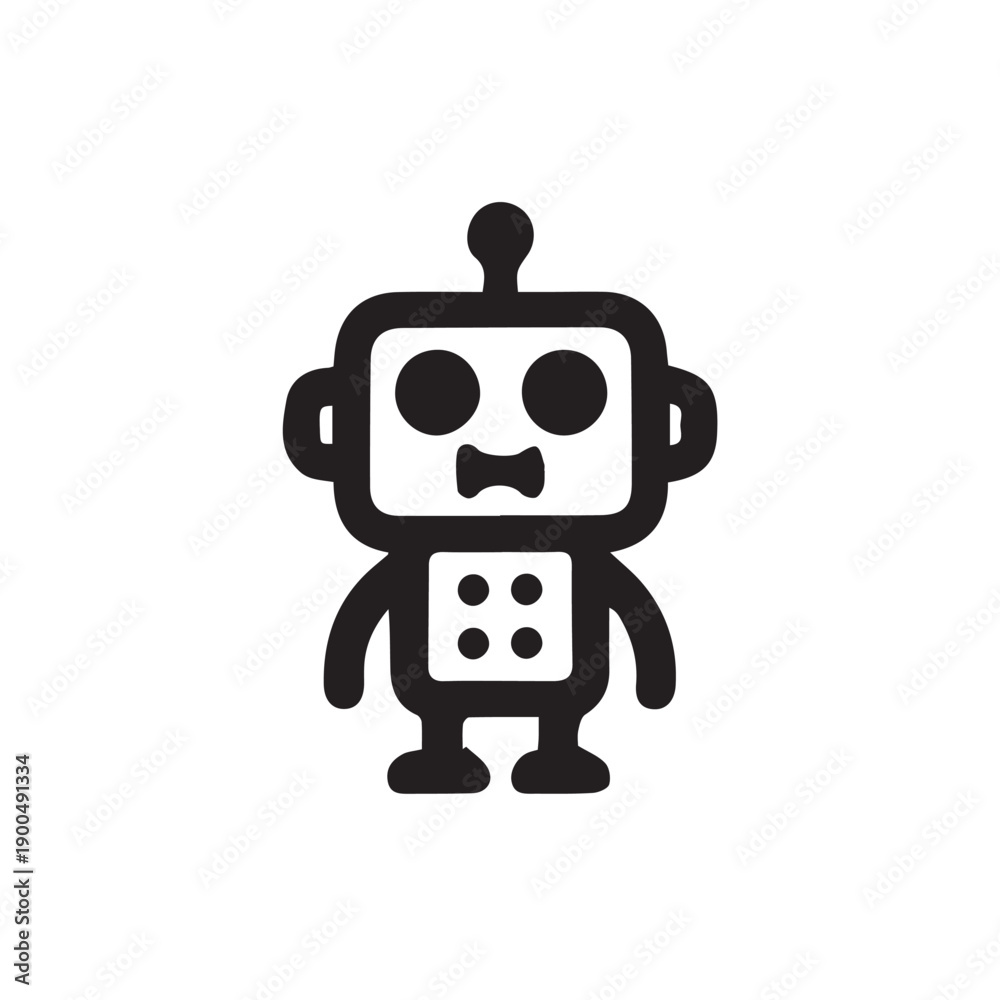 Fototapeta premium Minimal Robot Icons Black Line Vector Set