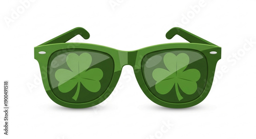 Green sunglasses with shamrocks on lenses for st patrick's day fun