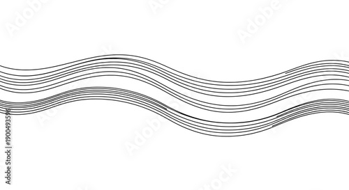 Elegant Gray Wavy Line Pattern with Parallel Flowing Curves—Ideal as a Decorative Divider, Background Texture, or Modern Design Element
