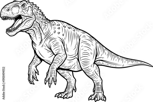 Carnotaurus abelisaurid predator with bumpy skin and horns sketch