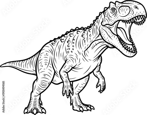 Ceratosaurus carnivorous dinosaur profile drawing