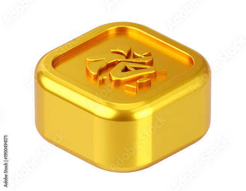 Wallpaper Mural Shiny gold block with Chinese character, isolated on black background Torontodigital.ca