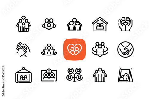 Outline Minimal Family Icons Set