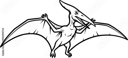 Flying pteranodon pterosaur with open wings art