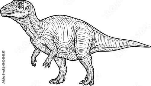 Hadrosaur duck billed dinosaur illustration