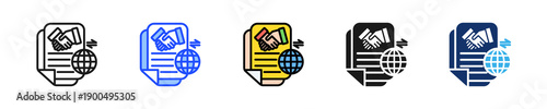Trade Agreement Icon Collection With Multiple Styles