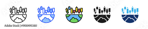 Stock Market World Icon Collection With Multiple Styles