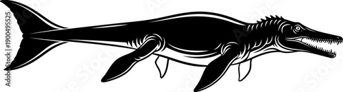 Mosasaurus marine reptile silhouette swimming