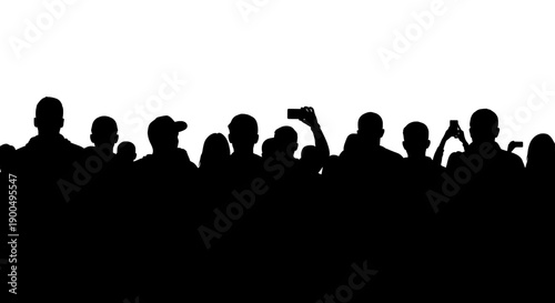 A group of people silhouetted against a white background