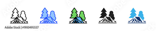 Tent Setup Icon Collection With Multiple Styles