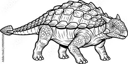 Nodosaurus armored dinosaur sketch illustration