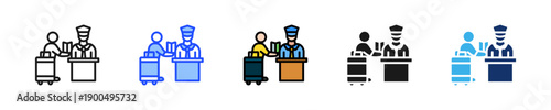 Passport Control Icon Collection With Multiple Styles