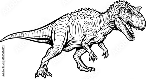 Sinraptor jurassic theropod predator dinosaur drawing illustration