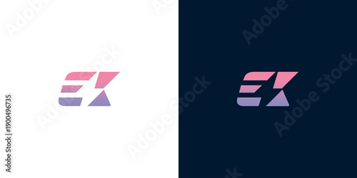 Modern and stylish EK monogram logo with a futuristic gradient effect, perfect for tech or branding