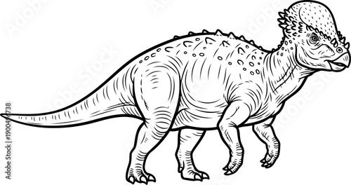 Stygimoloch spiky headed dinosaur vector outline