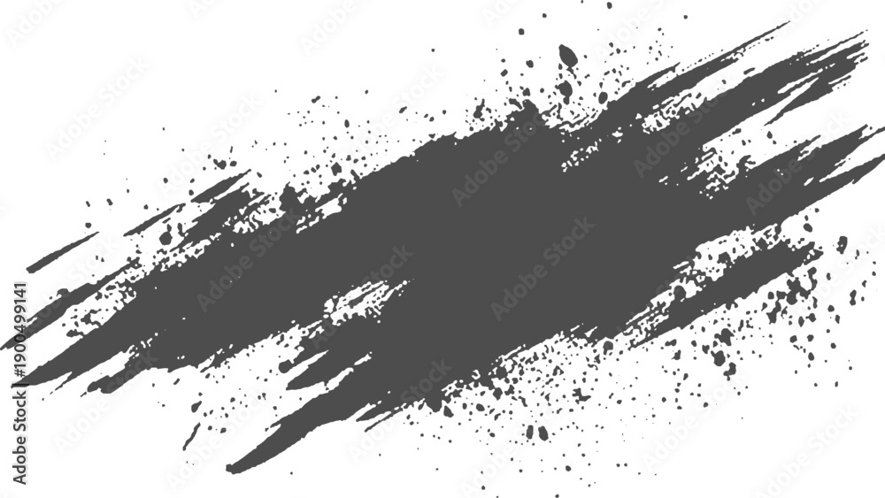 Naklejka premium Grunge black paint splash texture featuring dusty scratches rough brush strokes and artistic contrast on white surface