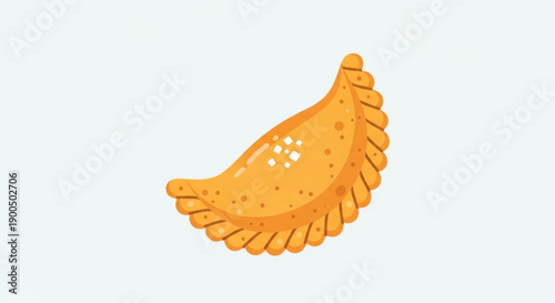 Golden brown pastry with crimped edges and steam vents on a plain background