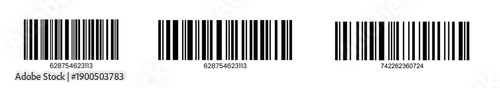 fake long barcode illustration with transparent background, showing black vertical bars and numeric codes for retail scanning, mockup identification, and commerce design