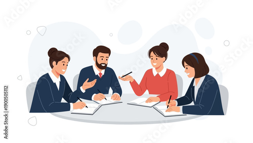 Diverse team collaborating in a modern office meeting, brainstorming ideas