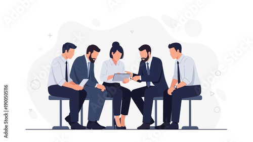 Diverse Business Team Collaborating on Tablet, Meeting Strategy