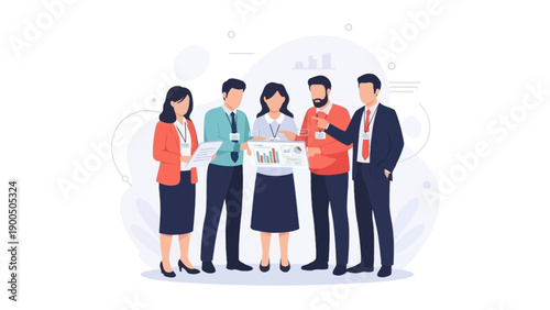 Diverse team of professionals collaborating on a business strategy graph