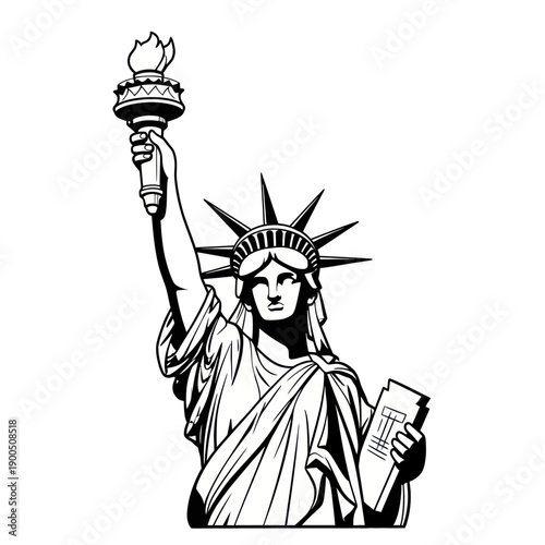 Statue of Liberty silhouette, symbol of freedom and democracy, New York landmark
