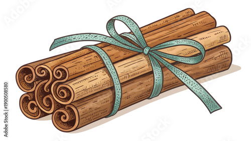 Beautifully wrapped cinnamon sticks with decorative ribbon