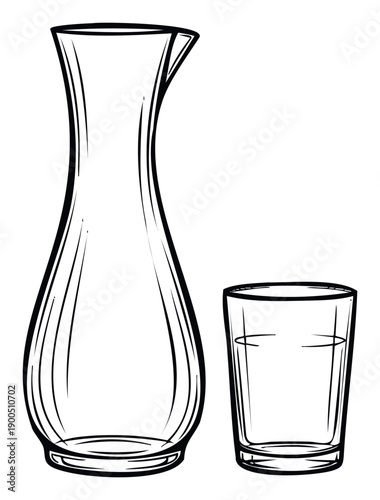 Elegant drinkware set featuring a sleek glass carafe and a simple drinking tumbler, perfect for beverage serving concepts and kitchen accessories marketing.