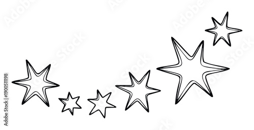 Dynamic line art stars in an expressive arc formation create a celebratory feeling suitable for greetings, invitations, and event promotions
