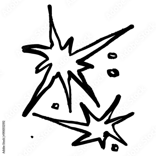 Hand drawn abstract stars graffiti vector. Urban street art style starlight sparkles for magic branding, celestial graphics, and trendy streetwear elements.